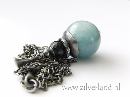 Hangemaakte Ketting met Aquamarijn en Saffier