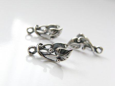 Sterling Zilveren Hangerklem- Blaadjes Geoxideerd