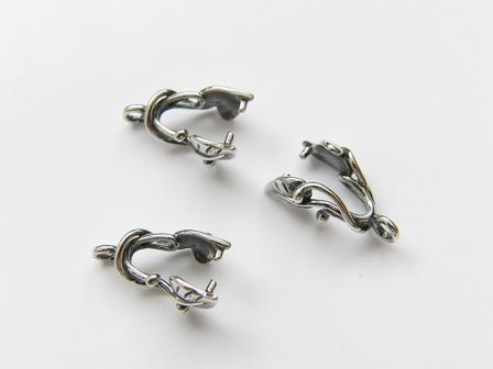 Sterling Zilveren Hangerklem- Blaadjes Geoxideerd