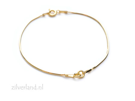 15,5cm Sterling Zilveren Slang Armband- Verguld