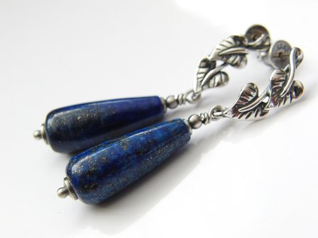 Zilveren Edelstenen Oorstekers met Lapis Lazuli