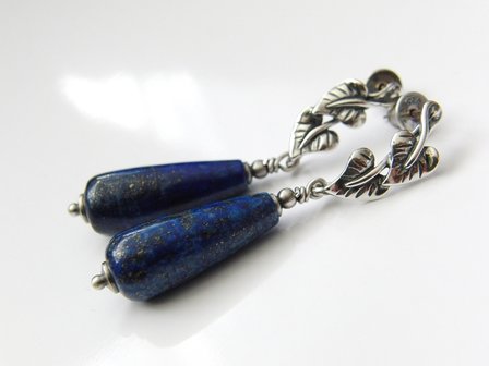 Zilveren Edelstenen Oorstekers met Lapis Lazuli