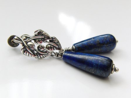 Zilveren Edelstenen Oorstekers met Lapis Lazuli