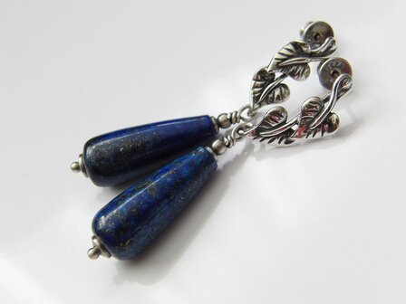 Zilveren Edelstenen Oorstekers met Lapis Lazuli