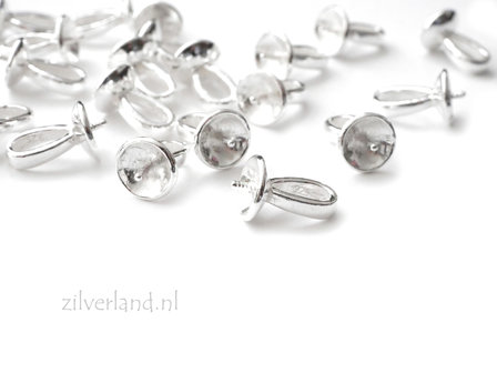 1 Stuk 6mm Sterling Zilveren Kraalhanger, Parelschotel met Pin