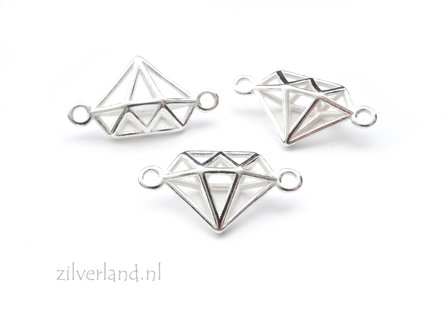 Sterling Zilveren Connector- Diamant