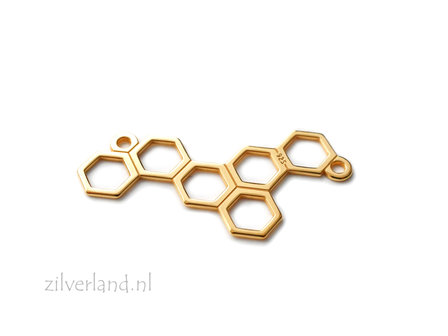 Sterling Zilveren Connector- Honingraat Verguld