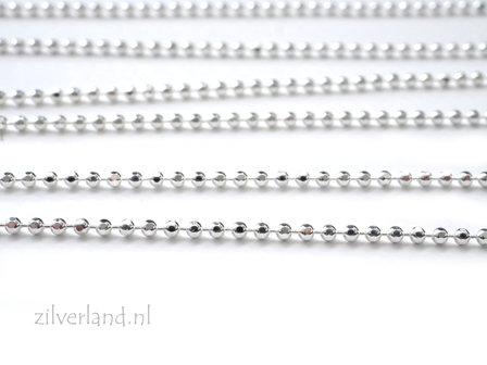 1 Meter 1,5mm Sterling Zilveren Balletjesketting- Facet