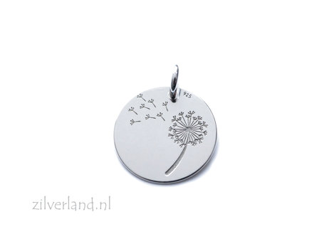 1 Stuk Sterling Zilveren Hanger- Paardenbloem