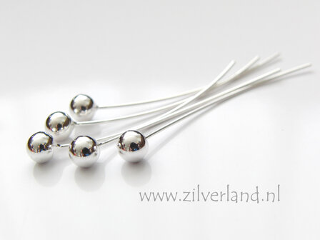2 Stuks 0,70mm x 4,50cm x 5,0mm Sterling Zilveren Nietstiften