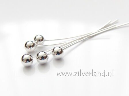 2 Stuks 0,70mm x 4,50cm x 5,0mm Sterling Zilveren Nietstiften