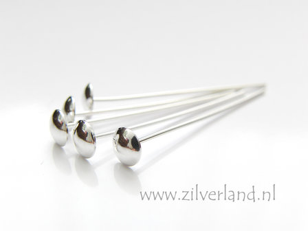 2 Stuks 0,70mm x 3,0cm Sterling Zilveren Nietstiften met Kapje