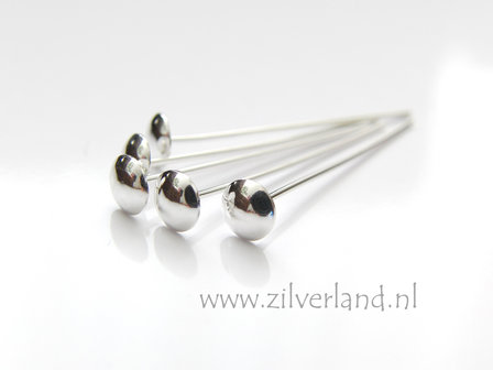 2 Stuks 0,70mm x 3,0cm Sterling Zilveren Nietstiften met Kapje