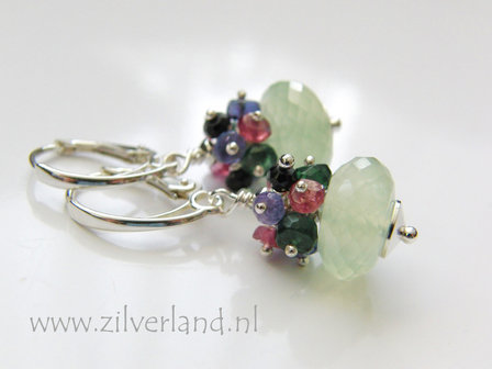 Handgemaakte Zilveren Oorbellen met Prehniet