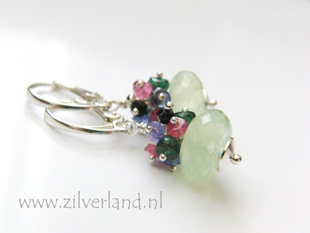 Handgemaakte Zilveren Oorbellen met Prehniet