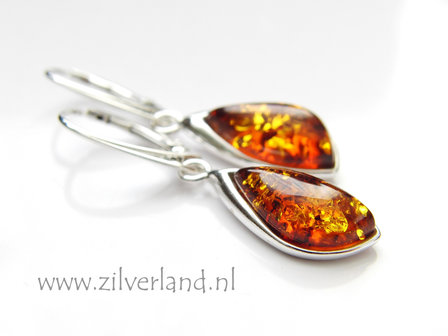 Sterling Zilveren Oorbellen met Barnsteen