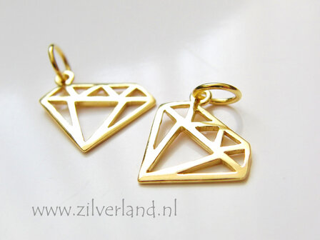 Sterling Zilveren Hanger Diamant Groot- Verguld