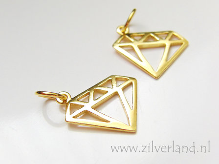 Sterling Zilveren Hanger Diamant Groot- Verguld