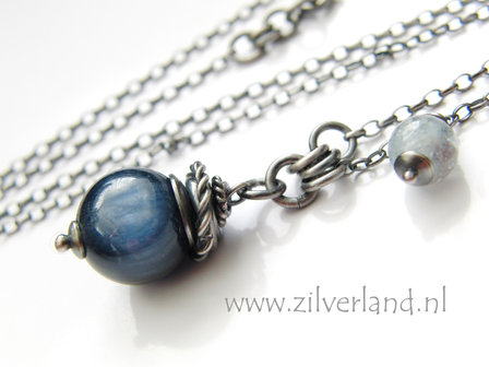 Handgemaakte Edelstenen Ketting met Kyaniet en Aquamarijn