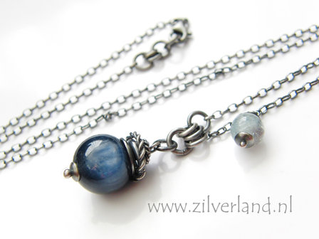 Handgemaakte Edelstenen Ketting met Kyaniet en Aquamarijn