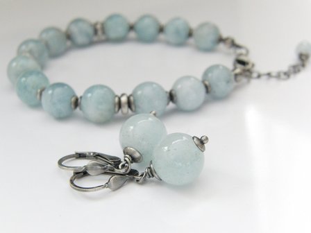 Edelstenen Zilveren Oorbellen met Aquamarijn