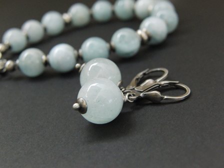 Edelstenen Zilveren Oorbellen met Aquamarijn