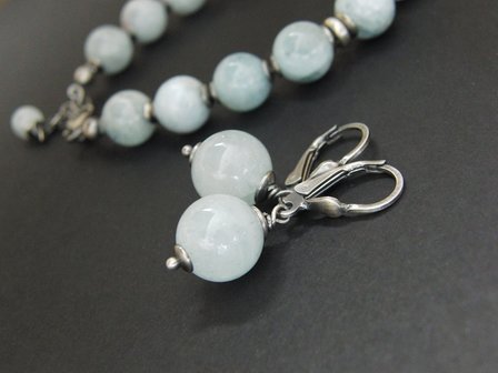 Edelstenen Zilveren Oorbellen met Aquamarijn