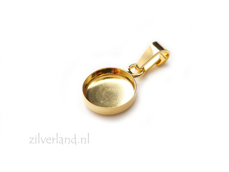 10mm Sterling Zilveren Hanger voor UV Hars/Resin of Cabochons- Verguld
