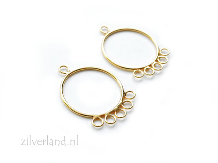 2 Stuks Sterling Zilveren Chandelier- 5 Oogjes, Verguld.