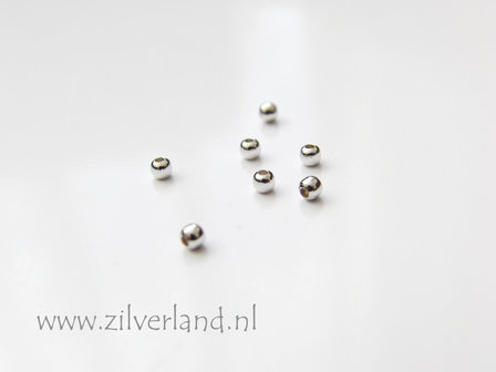 100 Stuks 2mm Sterling Zilveren Kralen- Gerhodineerd