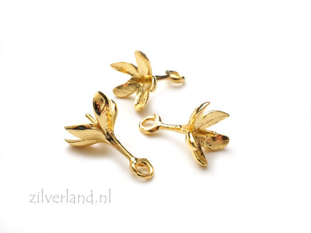 1 Stuk Sterling Zilveren Kraalhanger met Pin- Verguld