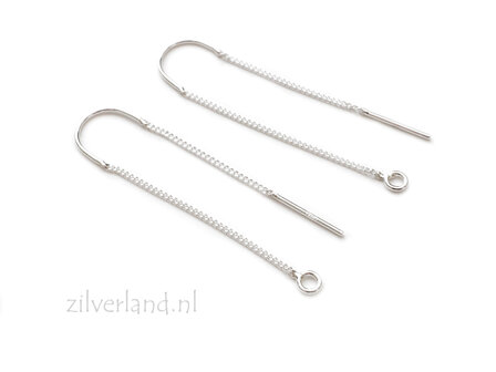 Sterling Zilveren Oorstekers met Kettinkjes