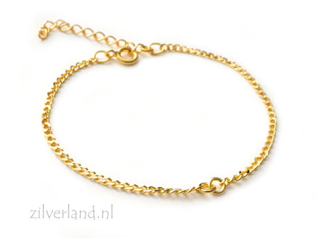 15cm+4cm Sterling Zilveren Armband- Verguld