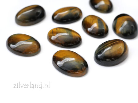 18mm x 13mm Blauw-Geel Tijgeroog Cabochon- Ovaal