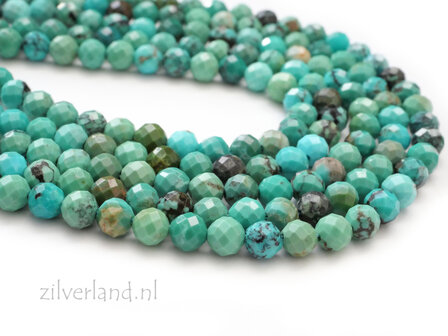 4mm Hubei Turquoise Edelsteen Kralen- Micro Facet