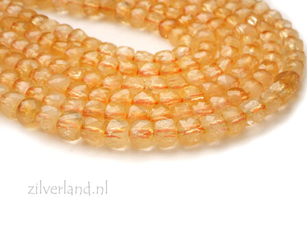 4,5mm Citrien Edelstenen Kralen- Facet Kubus