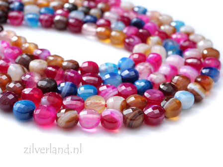 6mm Agaat Edelstenen Kralen- Facet Coin