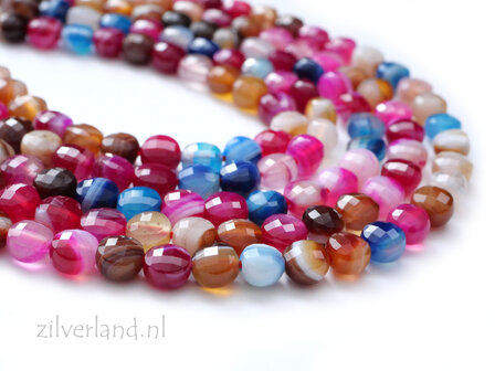 6mm Agaat Edelstenen Kralen- Facet Coin