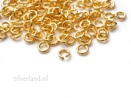 10 Stuks 0,70x3,30mm Sterling Zilveren Montageringen- Verguld