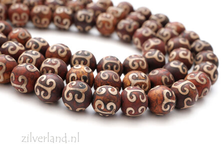 8mm Tibetaanse Agaat Edelstenen Kralen- Mat