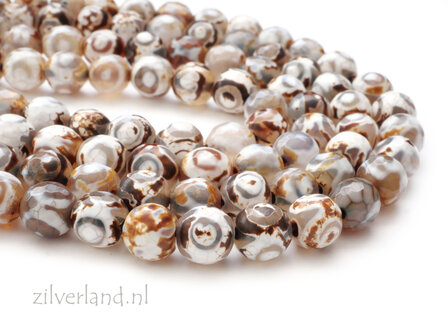 8mm Tibetaanse Agaat Edelsteen Kralen- Facet