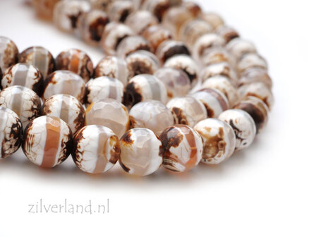 10mm Tibetaanse Agaat Edelsteen Kralen- Facet