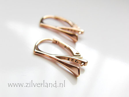 Sterling Zilveren Oorhaken met Klem- Rose Goud