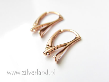 Sterling Zilveren Oorhaken met Klem- Rose Goud