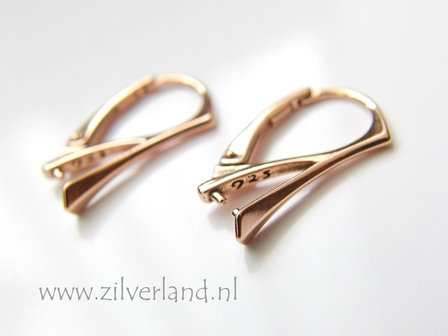 Sterling Zilveren Oorhaken met Klem- Rose Goud