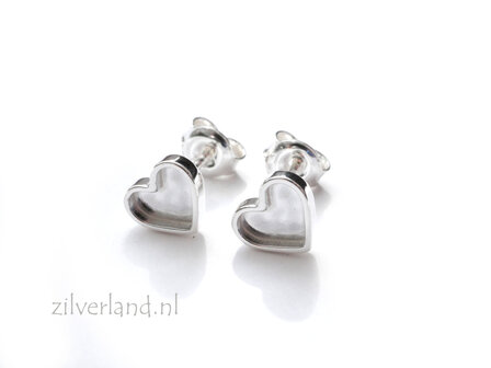 Sterling Zilveren Oorstekers voor UV Hars- Hartjes