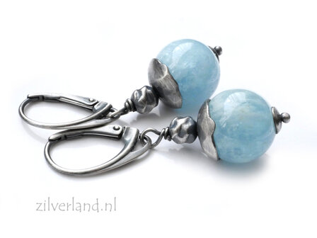 Handgemaakte Edelsteen Oorbellen met Aquamarijn