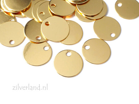 8mm Sterling Zilveren Hangertje, Sieraden Label met Gravure- Verguld