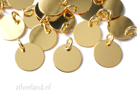 10mm Sterling Zilveren Hangertje, Sieraden Label met Gravure- Verguld