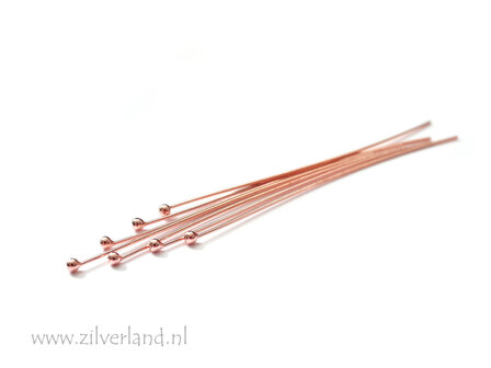 10 Stuks 0,5mm x 5,0cm Sterling Zilveren Nietstiften- Rose Verguld